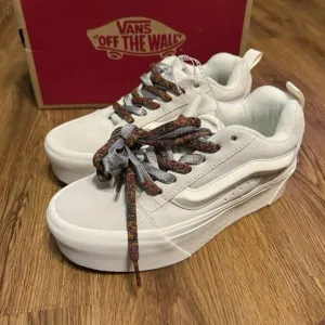 VANS Knu Stack white multi-color laces platform shoes sneakers women's 9 new