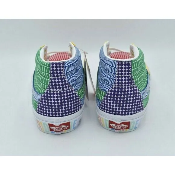 Vans Mens Size 9.5 Sk8-Mid Multicolor True White Pride Casual Sneaker Shoes