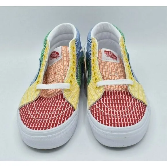 Vans Mens Size 9.5 Sk8-Mid Multicolor True White Pride Casual Sneaker Shoes
