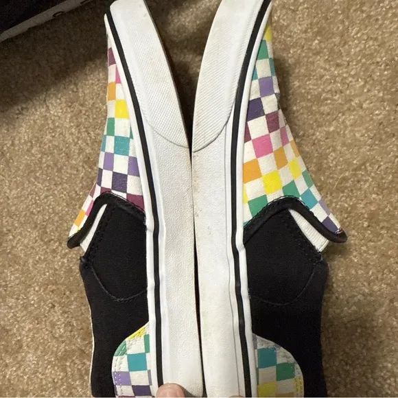 Vans Off the Wall Rainbow Checkered 500714 Skate Youth Size 4.5 Slip On Sneakers