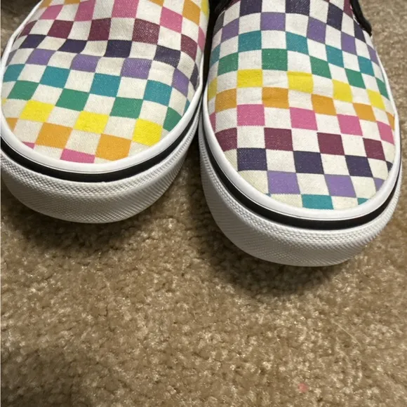 Vans Off the Wall Rainbow Checkered 500714 Skate Youth Size 4.5 Slip On Sneakers