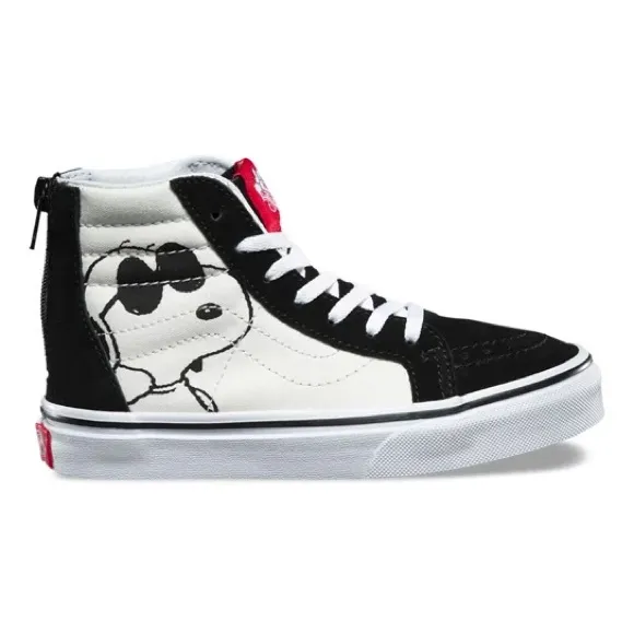 Vans Peanuts Snoopy SK8-hi black suede white canvas high top shoes