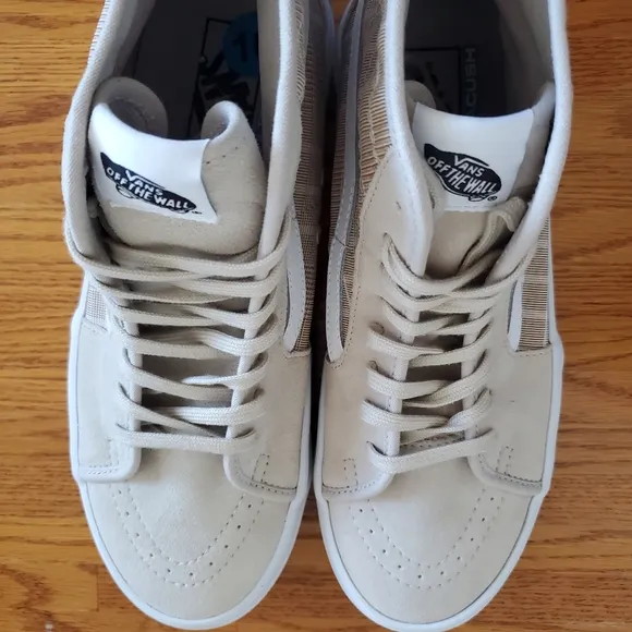Vans Plaid High-Top Sneakers Beige Suede Ultra Cush Waffle Cup Unisex Shoes