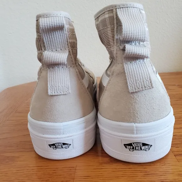 Vans Plaid High-Top Sneakers Beige Suede Ultra Cush Waffle Cup Unisex Shoes