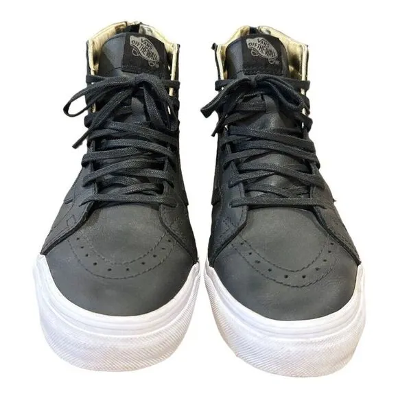 VANS SK8-HI Black Gold High Top Unisex Leather Skate Shoes Women 10 Mens 8.5