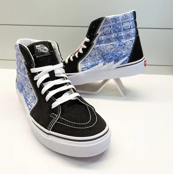 Vans SK8-Hi Bolt Liquify Black Blue Casual Fashion High top shoes size Men's 8
