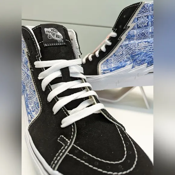 Vans SK8-Hi Bolt Liquify Black Blue Casual Fashion High top shoes size Men's 8