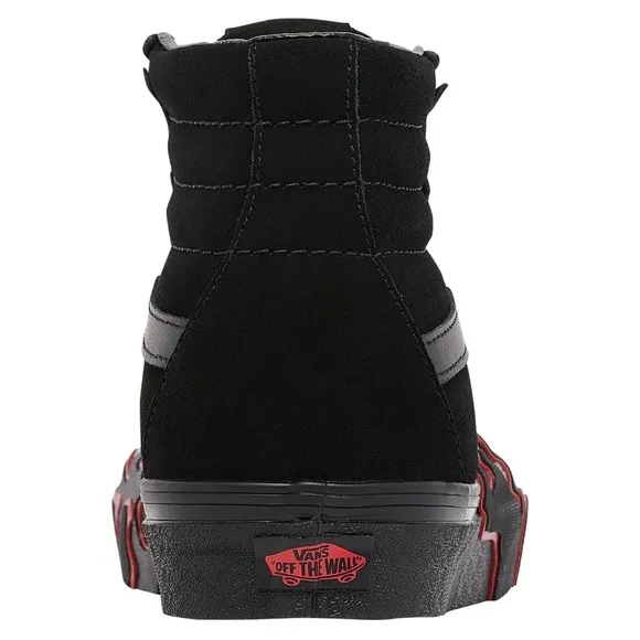VANS Sk8-Hi Flame Shoes Black Red Suede Casual men’s Size 10 Skate VN0005UJY09