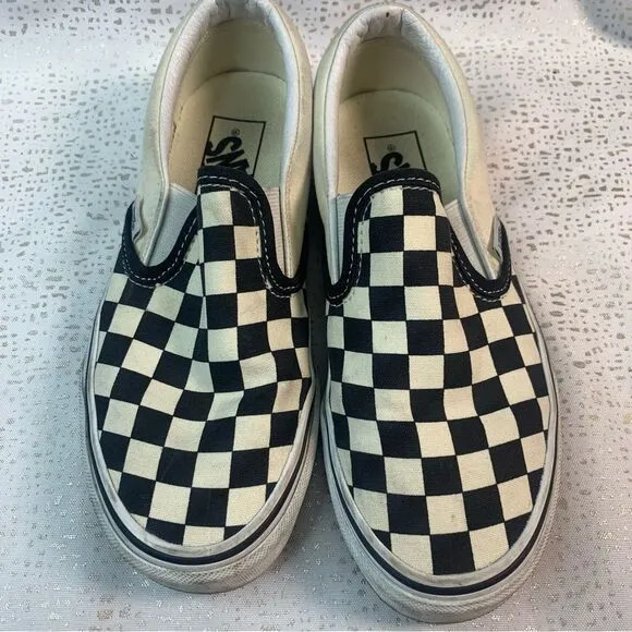 VANS Slip on Black and White Checkered Shoes