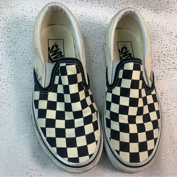 VANS Slip on Black and White Checkered Shoes