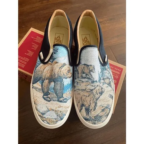 vans slip on Cali Tapestry Bear women size 8.5