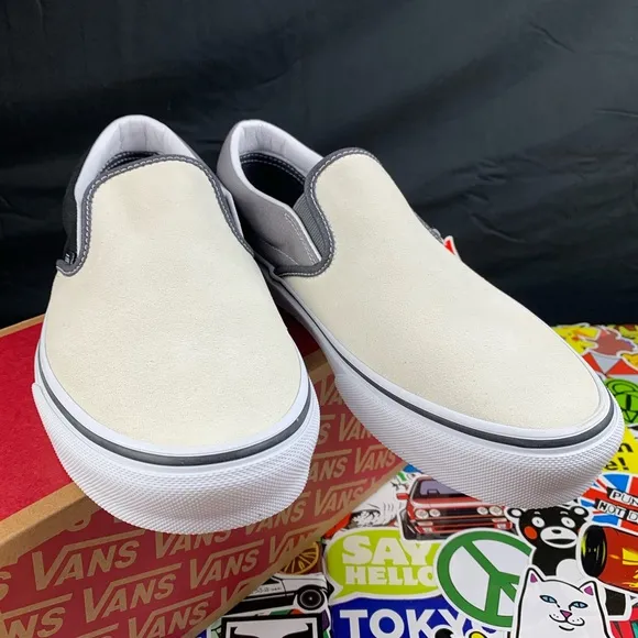 Van's Slip-on Mix Match Gry Blk Wht Various Sizes