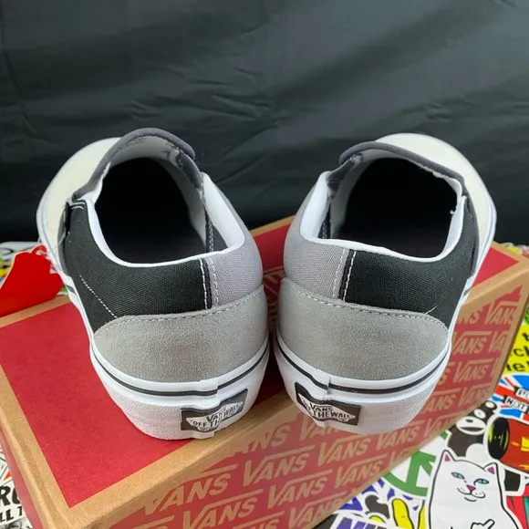 Van's Slip-on Mix Match Gry Blk Wht Various Sizes