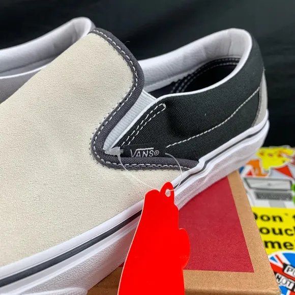 Van's Slip-on Mix Match Gry Blk Wht Various Sizes