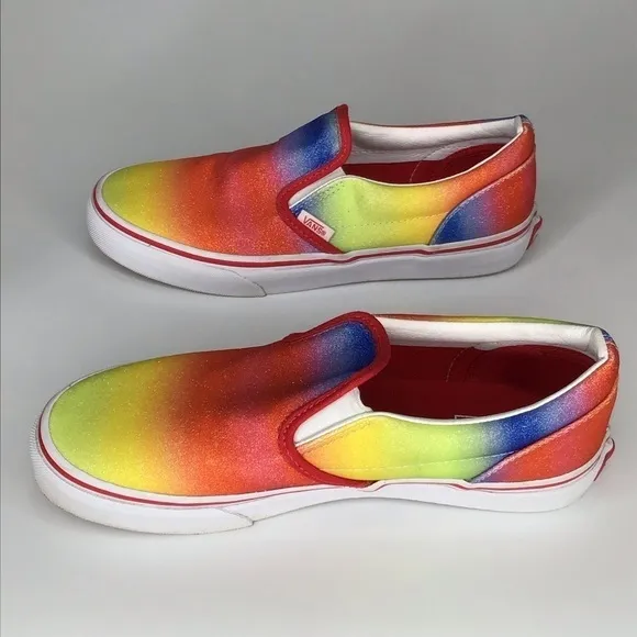 Vans Slip On Rainbow Glitter Sneakers Size 5.5