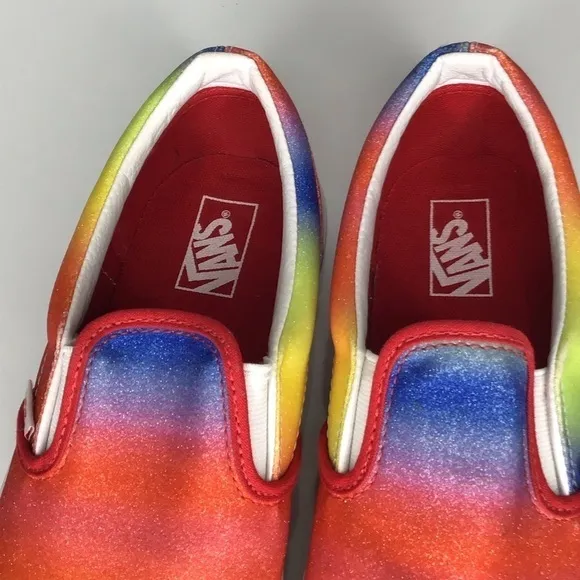 Vans Slip On Rainbow Glitter Sneakers Size 5.5