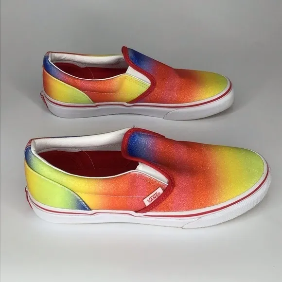 Vans Slip On Rainbow Glitter Sneakers Size 5.5