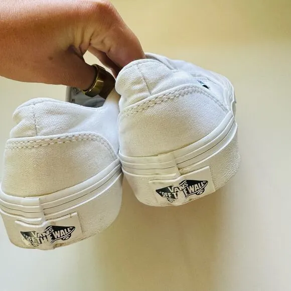VANS UNISEX Classic Iconic Retro White Slip On Low Top SoCal Sneakers Shoes 4