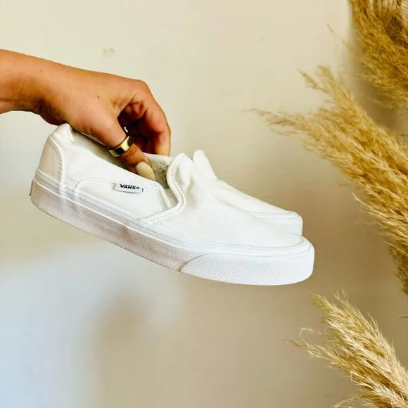 VANS UNISEX Classic Iconic Retro White Slip On Low Top SoCal Sneakers Shoes 4
