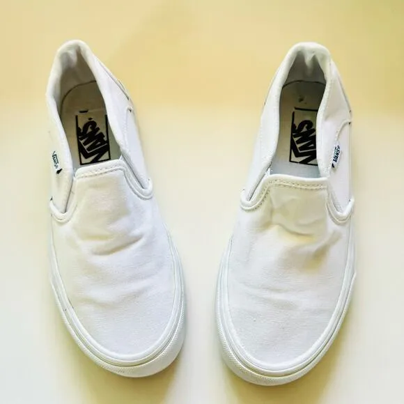 VANS UNISEX Classic Iconic Retro White Slip On Low Top SoCal Sneakers Shoes 4