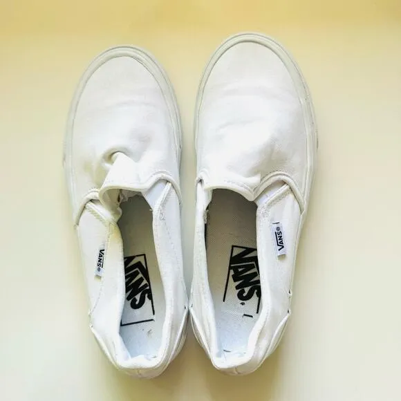 VANS UNISEX Classic Iconic Retro White Slip On Low Top SoCal Sneakers Shoes 4