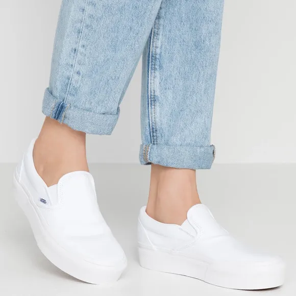 VANS UNISEX Classic Iconic Retro White Slip On Low Top SoCal Sneakers Shoes 4