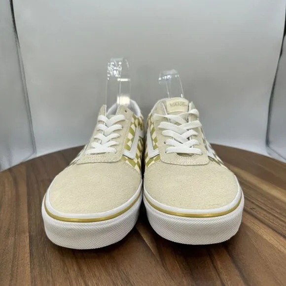 Vans Ward Low Top Lace Up Shoes Gold‎ Checkerboard Suede Skater Women's 10