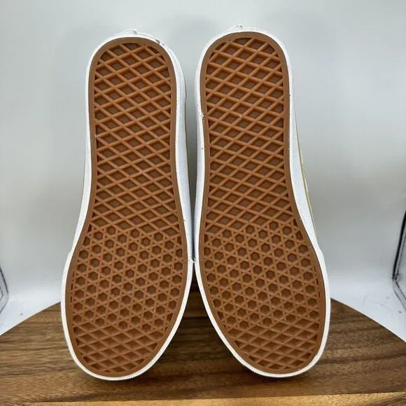 Vans Ward Low Top Lace Up Shoes Gold‎ Checkerboard Suede Skater Women's 10