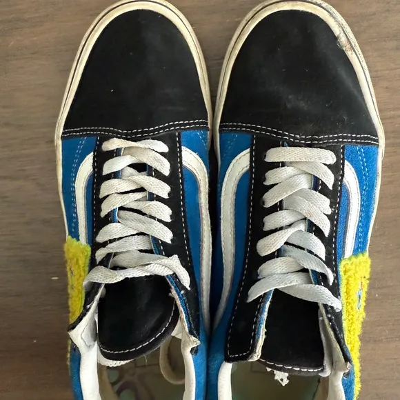 Vans x SpongeBob Old Skool Sneakers Blue Black Size 8.5 Rare Collab Style Unisex