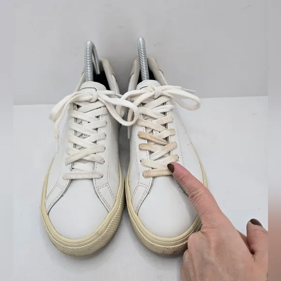 Veja | Esplar white leather sporty monochrome tennis prep sneakers | WMS 6
