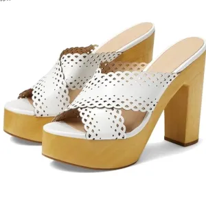 Veronica  Beard Gaynor Platform Leather Sandals Clogs Slipon, Size 9.5, NWOT
