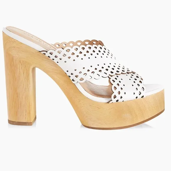 Veronica  Beard Gaynor Platform Leather Sandals Clogs Slipon, Size 9.5, NWOT