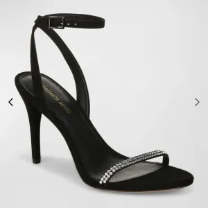 Veronica Beard Maya Embellished Suede Rhinestone Ankle Straps Sandals