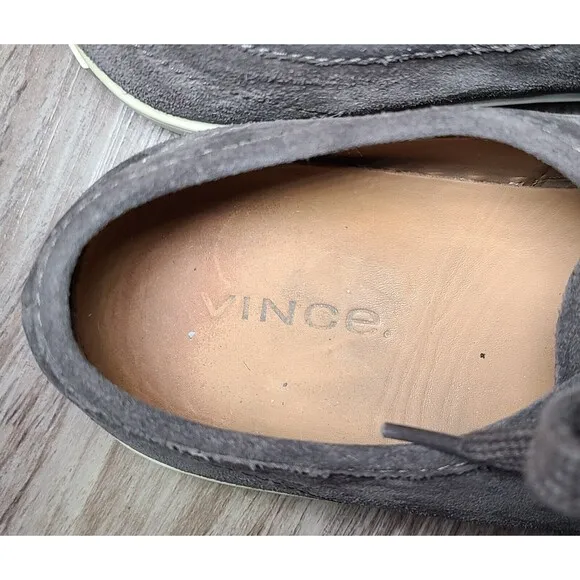 Vince Austin Gray Suede Leather Low Top Lace-Up Sneakers Mens Size 7.5/ EU 40.5