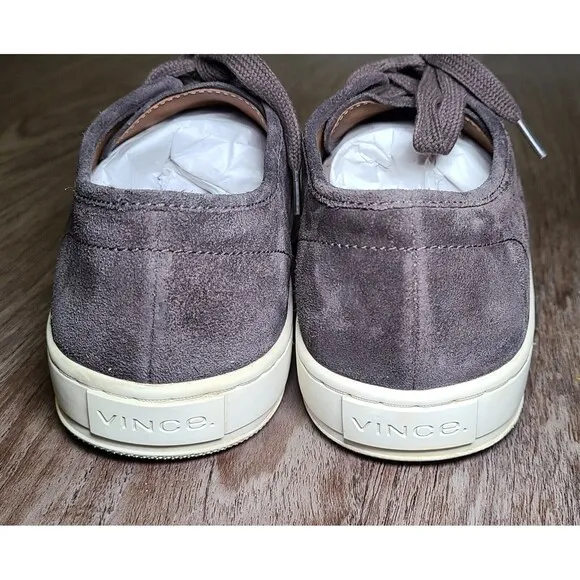 Vince Austin Gray Suede Leather Low Top Lace-Up Sneakers Mens Size 7.5/ EU 40.5