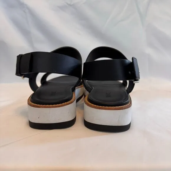 Vince Black and White Strapped Platform Sandals with Buckle Size 8.5