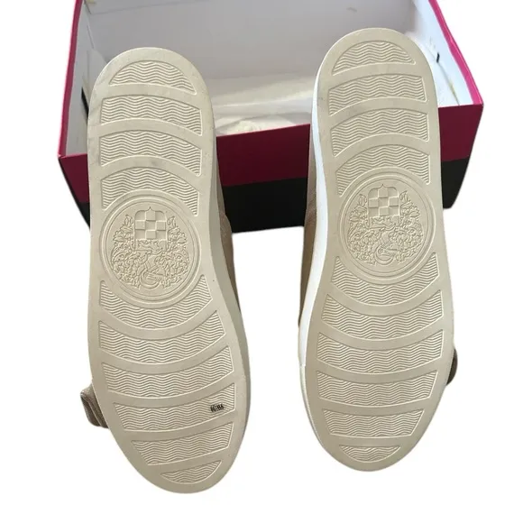 VINCE CAMUTO BARITA TAN SUEDE RHINESTONE SHINMER SLIP-ON SNEAKER SHOES 9W