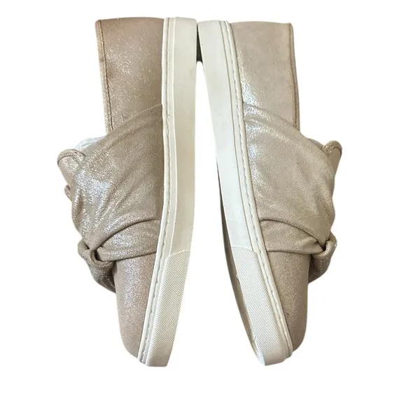 VINCE CAMUTO BARITA TAN SUEDE RHINESTONE SHINMER SLIP-ON SNEAKER SHOES 9W