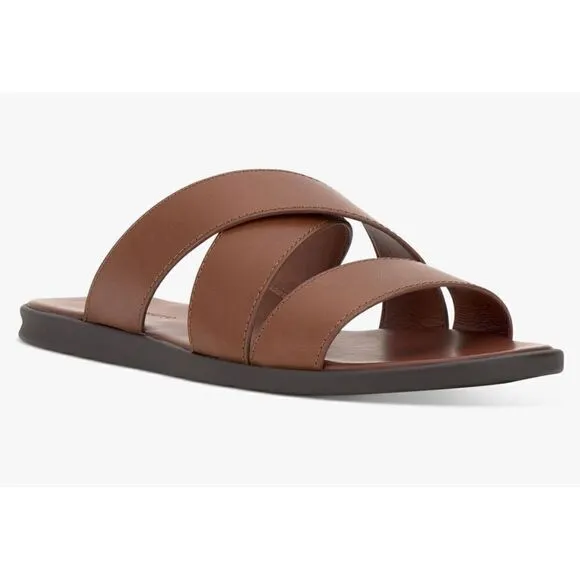 Vince Camuto Mens Brown Crisscross Upper Straps Goring Padded Waely Sandals