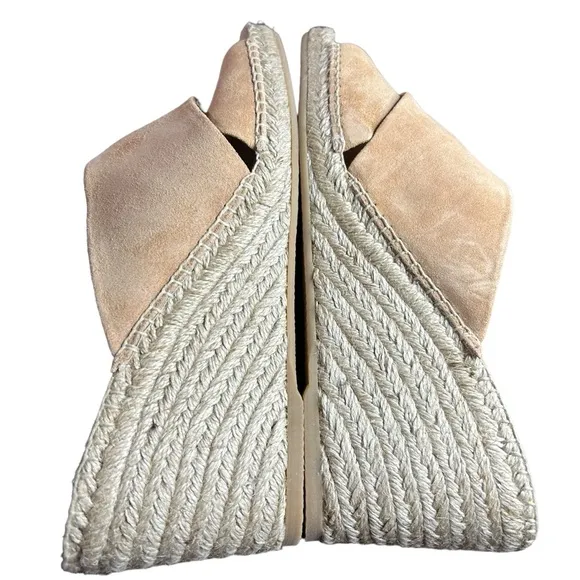 Vince Gaelan Suede Crossover Strap Espadrille Wedge Peep Toe Heels NEW 11