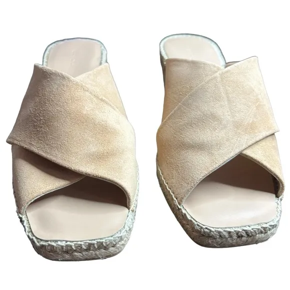 Vince Gaelan Suede Crossover Strap Espadrille Wedge Peep Toe Heels NEW 11