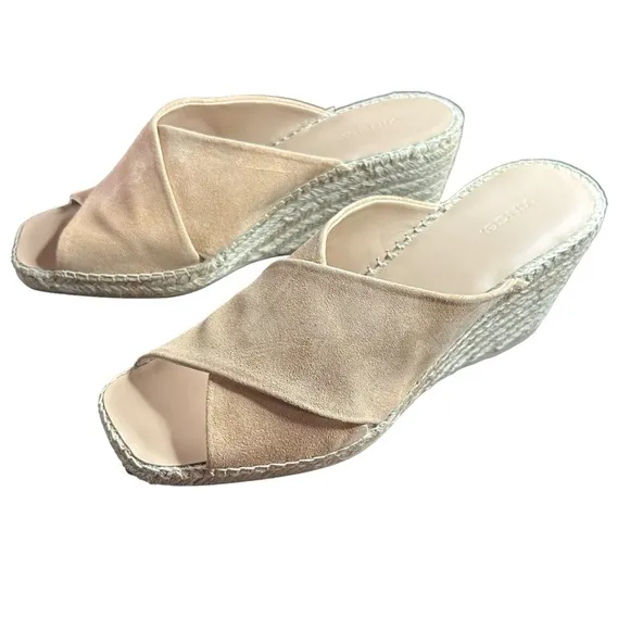 Vince Gaelan Suede Crossover Strap Espadrille Wedge Peep Toe Heels NEW 11