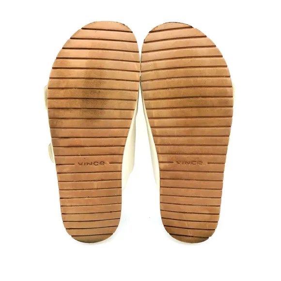 Vince Glyn Double Buckle Slide Sandals- Biscotti Suede, US 9M *USED*