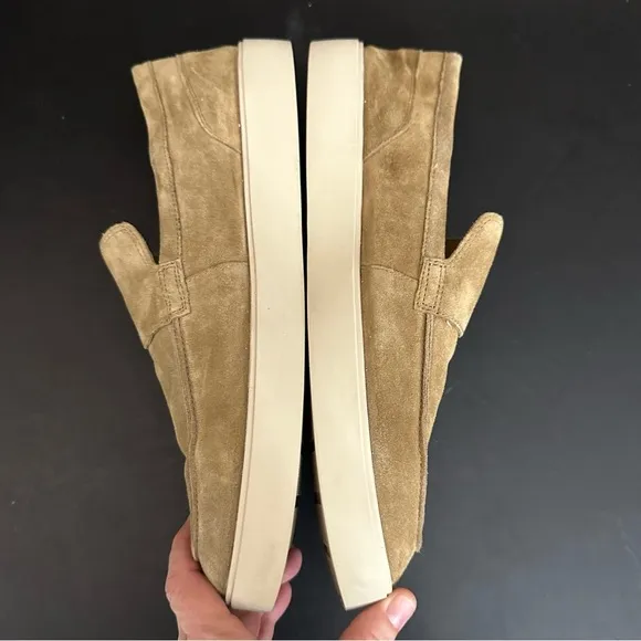 Vince Loafers Mens 11.5 Toren Tan Slip On Leather Suede Rubber Sole Platform
