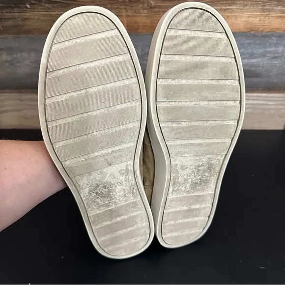 Vince Loafers Mens 11.5 Toren Tan Slip On Leather Suede Rubber Sole Platform