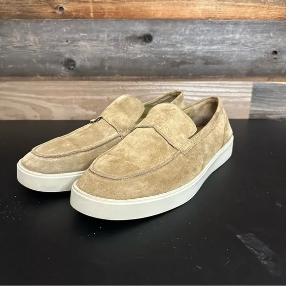 Vince Loafers Mens 11.5 Toren Tan Slip On Leather Suede Rubber Sole Platform