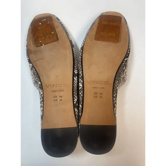 Vince Paz Snake Print Leather Slip On Flat Sz 6