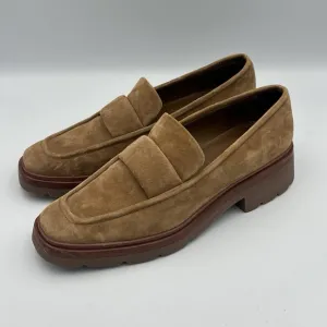VINCE Robin Lug Loafers Womens 9.5 CHUNKY Preppy Suede Light Fawn Slip On Shoes