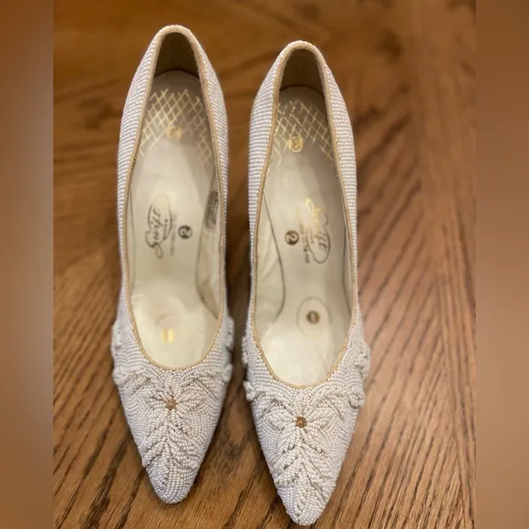 Vintage 1950’s beaded, Swift brand, handmade wedding shoes