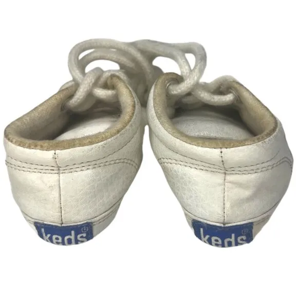 Vintage 2000 KEDS 21st Century Leather Y2K Crib Shoes Baby Stork White Lace Up